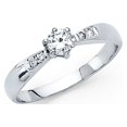 thumbnail image 1 of 14k White Gold CZ Engagement Ring Anniversary Round CZ Bowtie Band Bridal Ring Side Stones Size 8.5, 1 of 1