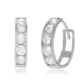 thumbnail image 1 of 14k White Gold CZ Huggie Hoop Channel Set Earrings - 3.6x14.5mm, 1.8gr., 1 of 3