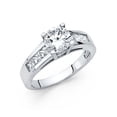 thumbnail image 1 of 14k White Gold CZ Round & Princess Solitaire with Accent Wedding Ring, 1 of 2