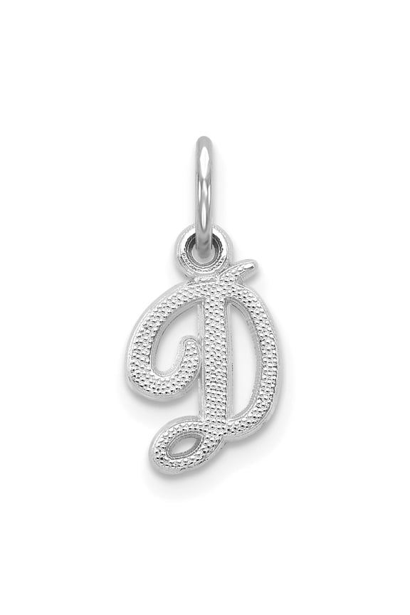 14k White Gold Casted Initial D Charm Pendant