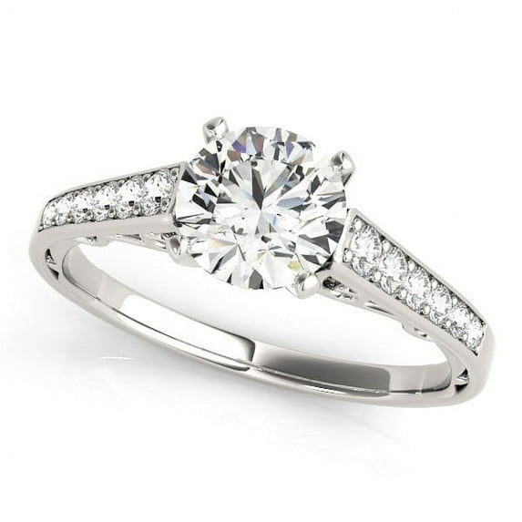 14k White Gold Cathedral Design Diamond Engmt Ring 1 1/4 cttw Size 3