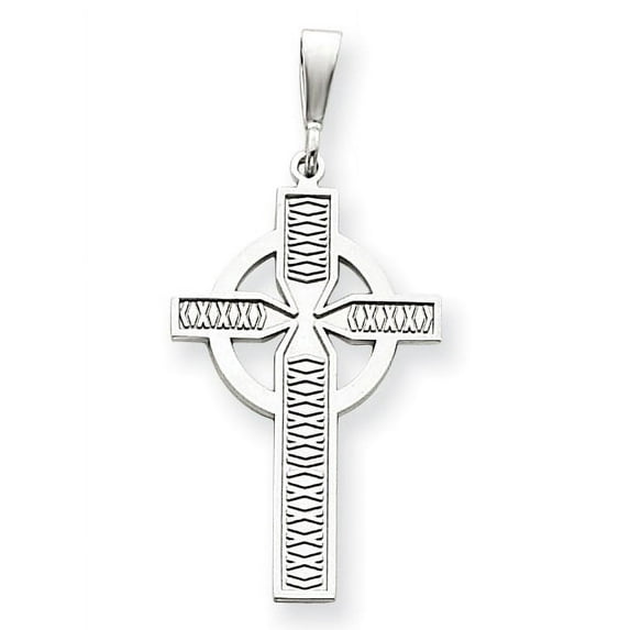 14k White Gold Celtic Cross Pendant Charm