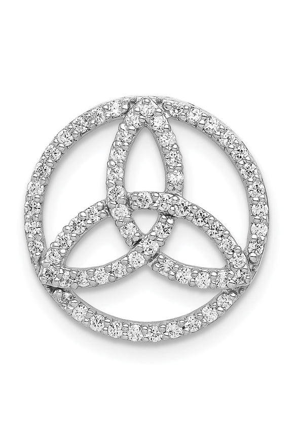 14k White Gold Celtic Trinity Knot Pendant with Diamond Accent, Circle Necklace Charm for Women, Irish Spiritual Jewelry Symbolizing Unity and Eternity