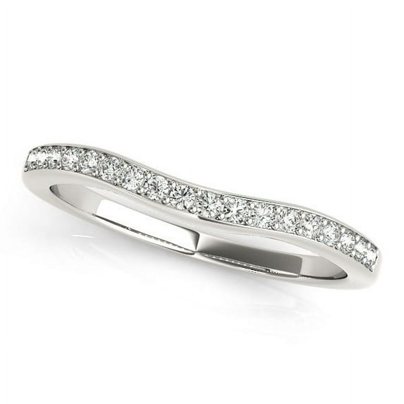 14k White Gold Channel Curved Diamond Wedding Band (1/4 cttw) Size 6.5