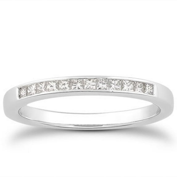14k White Gold Channel Set Princess Diamond Wedding Ring Band Size 8