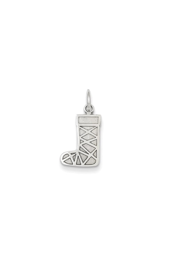 14k White Gold Christmas Stocking Charm - .7 Grams - Measures 20x10mm Wide