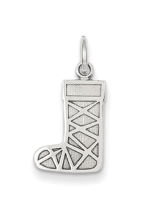 14k White Gold Christmas Stocking Charm Pendant