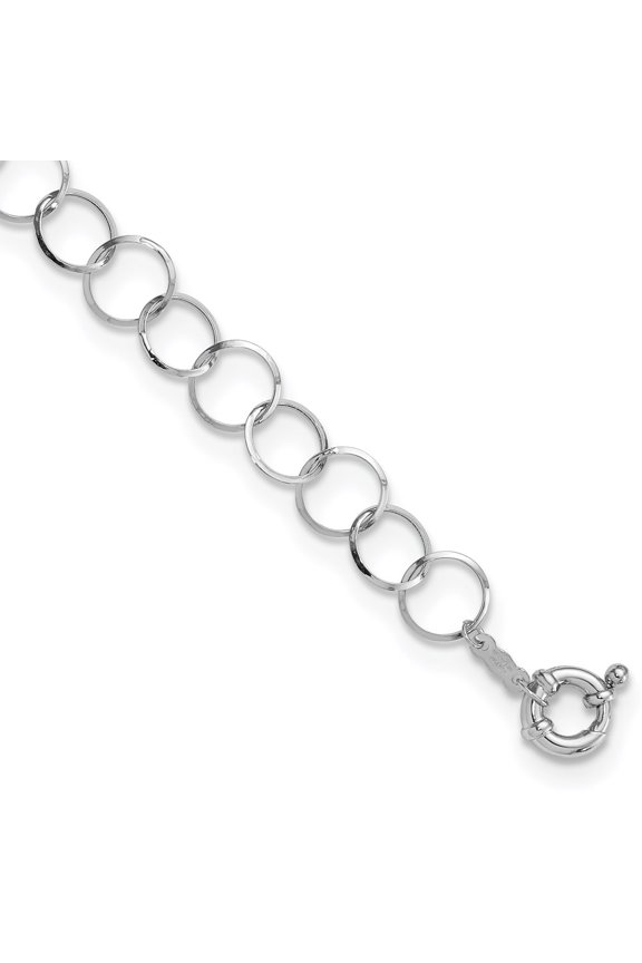 14k White Gold Circle Bracelet Fine Jewelry For Women Gifts For Her, 7.5"