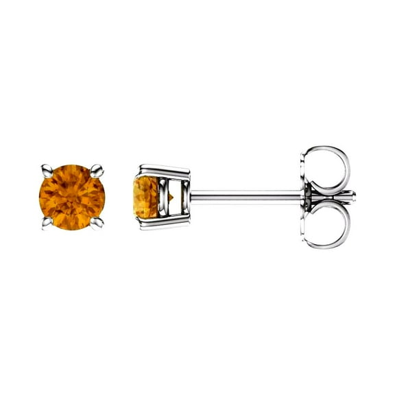 14k White Gold Citrine 4mm Friction Polished Citrine Earrings Stud Earring for Women