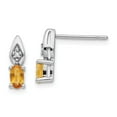 thumbnail image 1 of 14k White Gold Citrine Diamond Earrings - .01 dwt .35 cwt - Measures 12x3mm Wide, 1 of 2