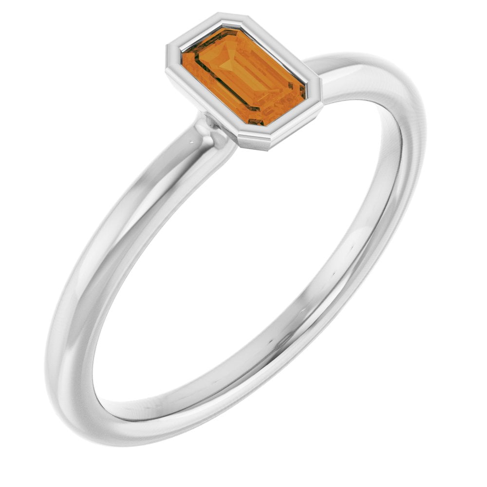 14k White Gold Citrine Stackable Family Fashion Ring Fine Jewelry For ...