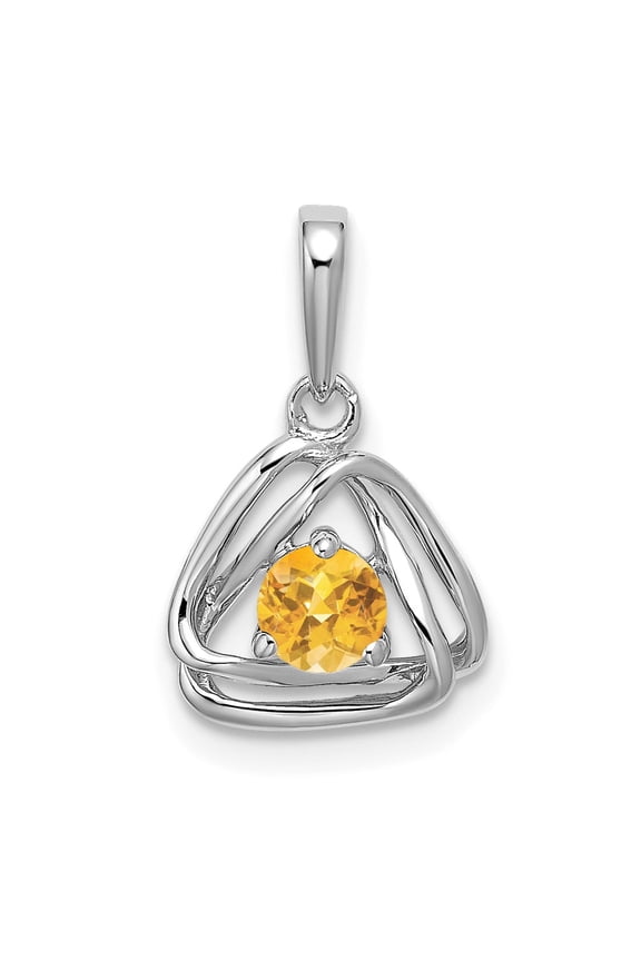 14k White Gold Citrine Triangle Pendant