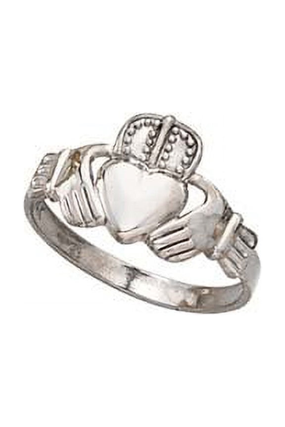14k White Gold Claddagh Mens Ring - 2.9 Grams - Size 10.0