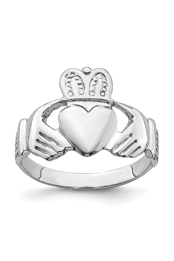 14k White Gold Claddagh Ring R866