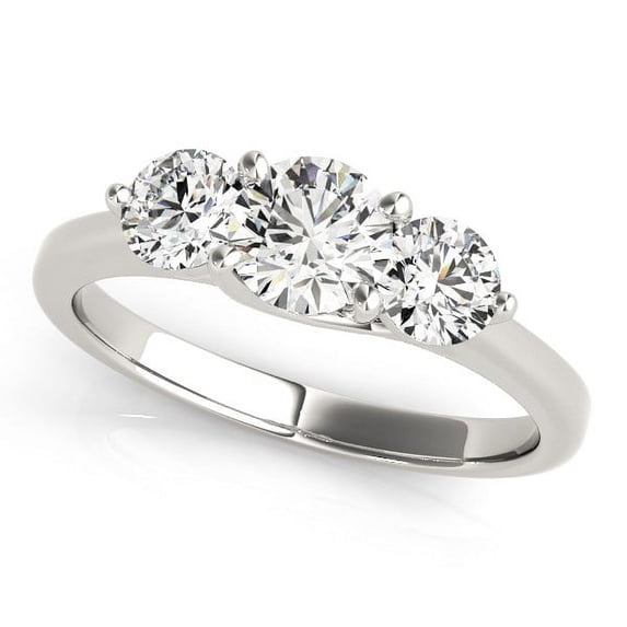 14k White Gold Classic 3 Stone Round Diamond Engmt Ring 1 cttw SZ 3.5