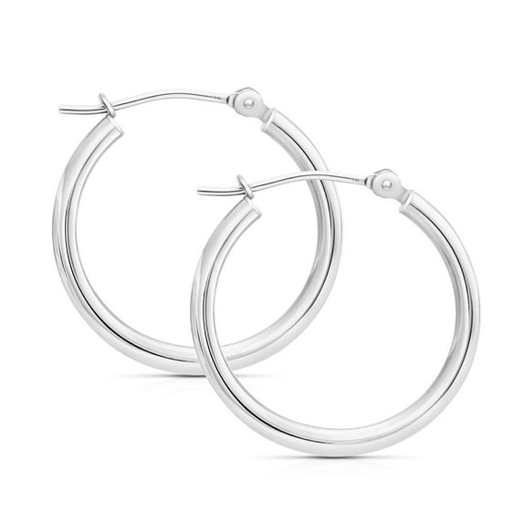 14k White Gold Classic Hoop Earrings, 0.6
