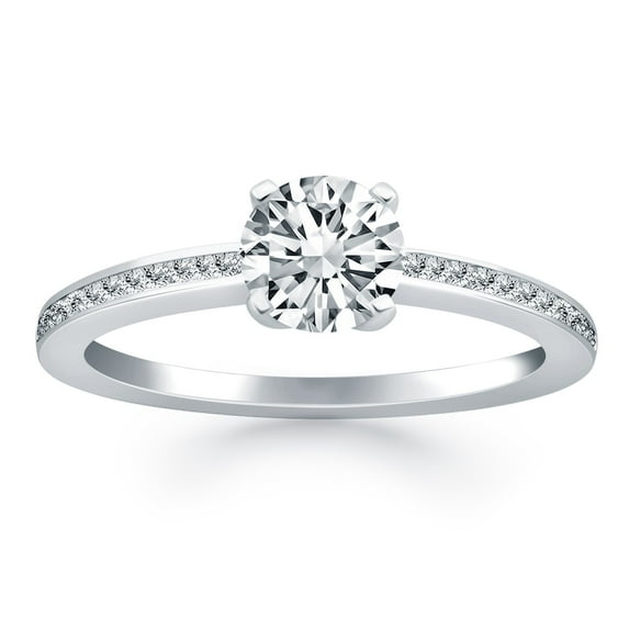 14k White Gold Classic Pave Diamond Band Engagement Ring Size 6.5