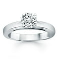 thumbnail image 1 of 14k White Gold Classic Wide Band Cathedral Solitaire Engmt Ring Size 5, 1 of 3