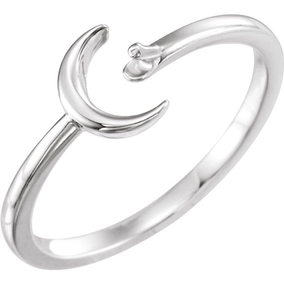 14k White Gold Crescent Moon Solitaire Fashion Ring for 4-4.5mm Pearl Fine Jewelry For Women Gifts For Her (Mounting Only, Not All Stones Included), Size 7
