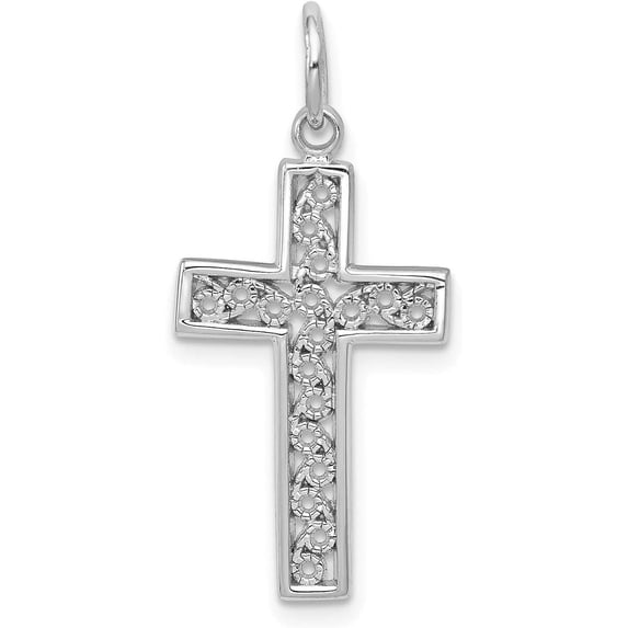 14k White Gold Cross Charm - 30mm