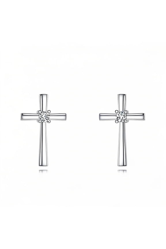 14k White Gold Cross Earrings for Women Religious Stud Earrings Christian Jewelry Birthday Mothers Day Christmas Gifts for Mom Wife (White Gold Cross-A)