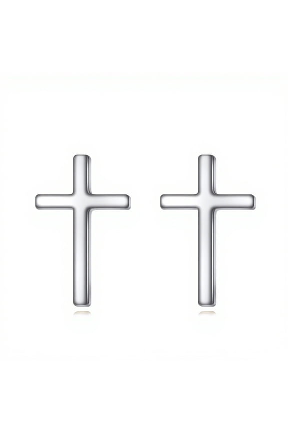14k White Gold Cross Earrings for Women Religious Stud Earrings Christian Jewelry Birthday Mothers Day Christmas Gifts for Mom Wife (White Gold Cross)