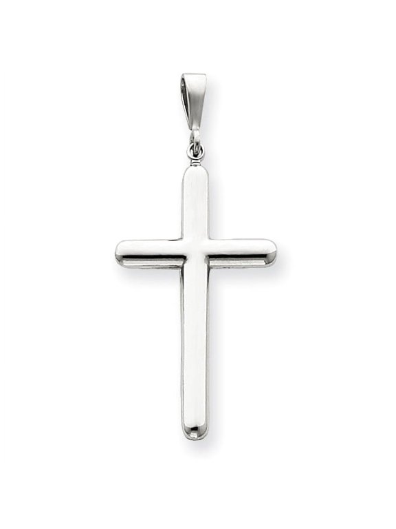 14k White Gold Cross Large Pendant Charm