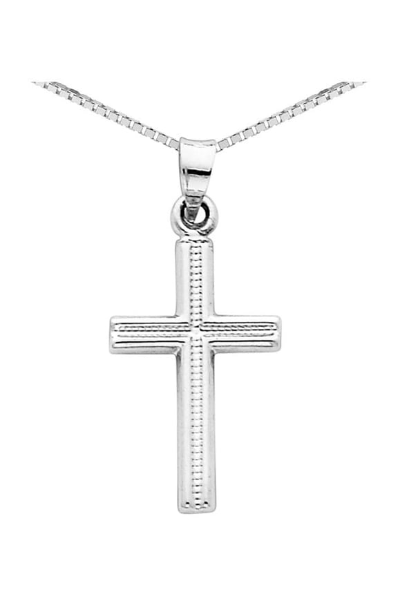 Gem & Harmony 14K White Gold Cross Pendant Necklace with Chain for Women