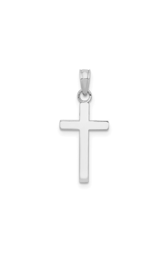14K White Gold Polished Cross Pendant, Solid, 23.2 mm