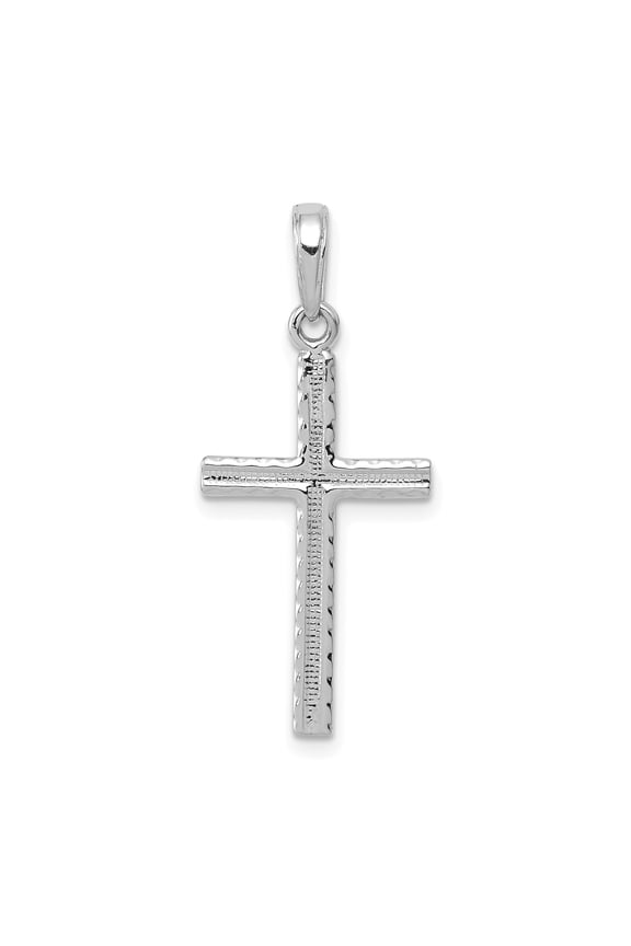 14k White Gold Cross Pendant Necklace for Men and Women Minimalist Religious Jewelry with Polished Finish Sleek Design and Elegant Style for Everyday Wear