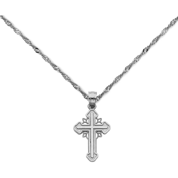 14k White Gold Cross Religious Pendant Charm Singapore Necklace Chain (18)