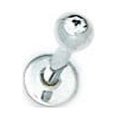 thumbnail image 1 of 14k White Gold Cubic Zirconia 16 Gauge Ball Shaped Body Piercing Jewelry Labret Stud, 1 of 2