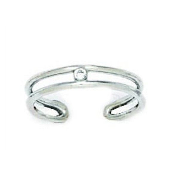 14k White Gold Cubic Zirconia Adjustable Double Row Body Jewelry Toe Ring