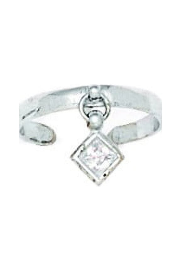 14k White Gold Cubic Zirconia Adjustable Kite Drop Body Jewelry Toe Ring