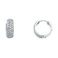 thumbnail image 1 of 14k White Gold Cubic Zirconia CZ Huggie Endless Hoop Womens Earrings 15MM X 15MM, 1 of 2