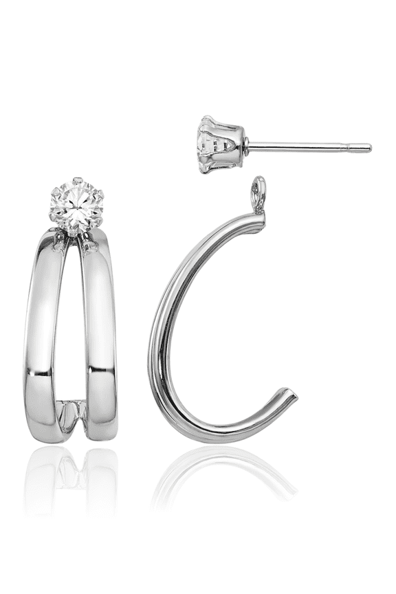 14K Solid White Gold Cubic Zirconia CZ Stud Earring Jackets for Studs