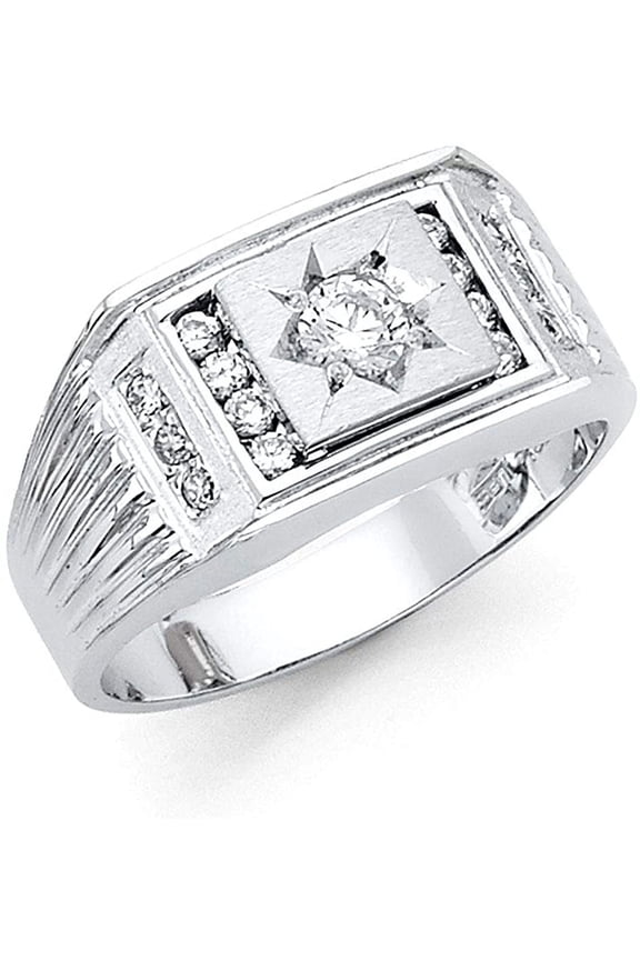 14k White Gold Cubic Zirconia Gold Men's Ring for Men's (TOP1448, 12)