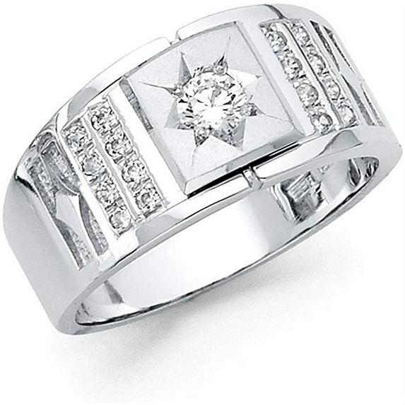14k White Gold Cubic Zirconia Gold Men's Ring for Men's (TOP1451, 10)