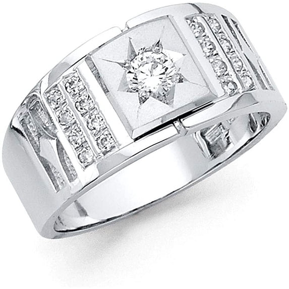 14k White Gold Cubic Zirconia Gold Men's Ring for Men's (TOP1451, 11)