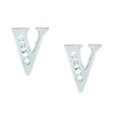 thumbnail image 1 of 14k White Gold Cubic Zirconia Large Initial V Earrings - Measures 10x9mm, 1 of 2