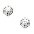 thumbnail image 1 of 14k White Gold Cubic Zirconia Small Cuboid Style Fancy Post Earrings - Measures 6x6mm, 1 of 2