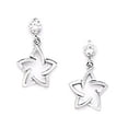 thumbnail image 1 of 14k White Gold Cubic Zirconia Star Drop Screw-Back Earrings - Measures 16x9mm, 1 of 3