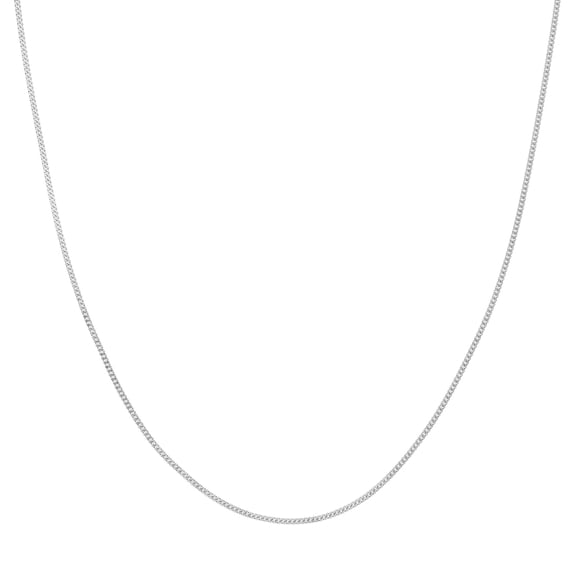 14k White Gold Curb Chain Necklace 1.4mm Lobster Claw Closure 24 Inch Chain Necklace for Women and Men