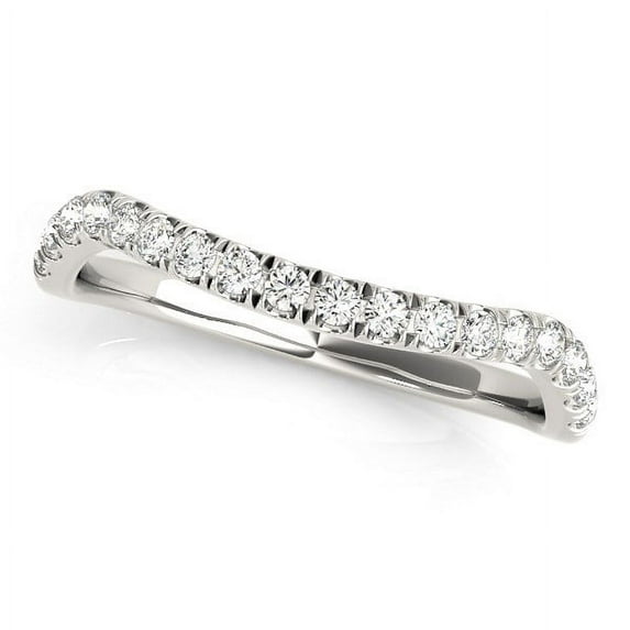 14k White Gold Curved Design Diamond Wedding Band (1/4 cttw) Size 7.5