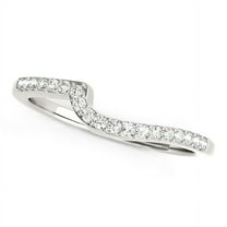 14k White Gold Curved Design Round Diamond Wedding Band 1/4 cttw SZ 3