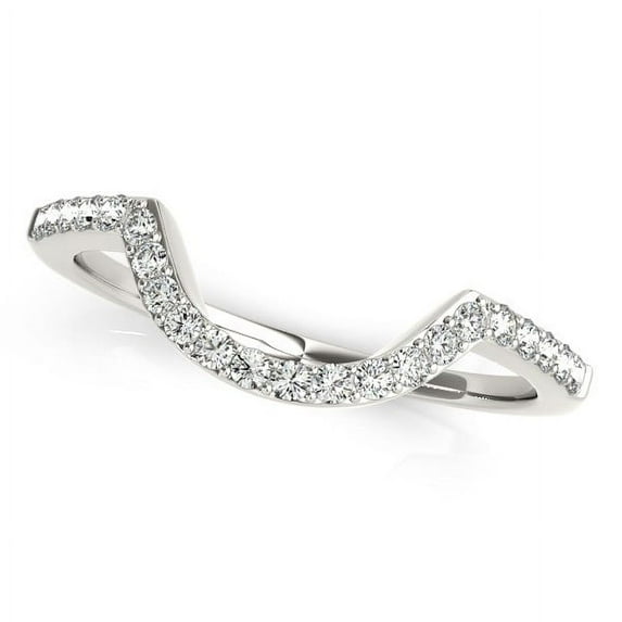 14k White Gold Curved Diamond Wedding Band (1/3 cttw) Size 5