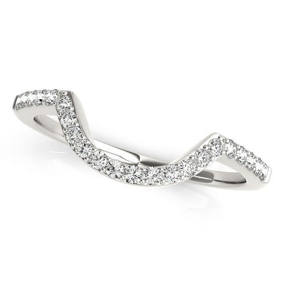 14k White Gold Curved Diamond Wedding Band (1/3 cttw) Size 8.5