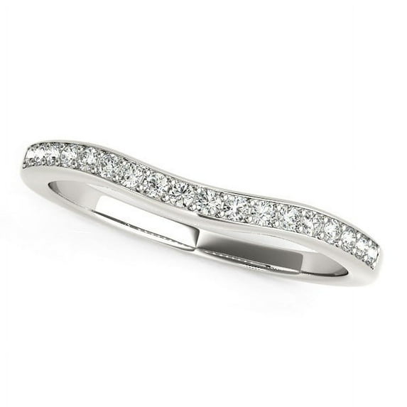 14k White Gold Curved Diamond Wedding Ring (1/4 cttw) Size 8