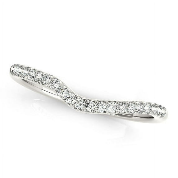 14k White Gold Curved Pave Diamond Wedding Ring (1/4 cttw) Size 7.5