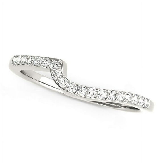 14k White Gold Curved Round Diamond Wedding Band 1/4 cttw SZ 7.5